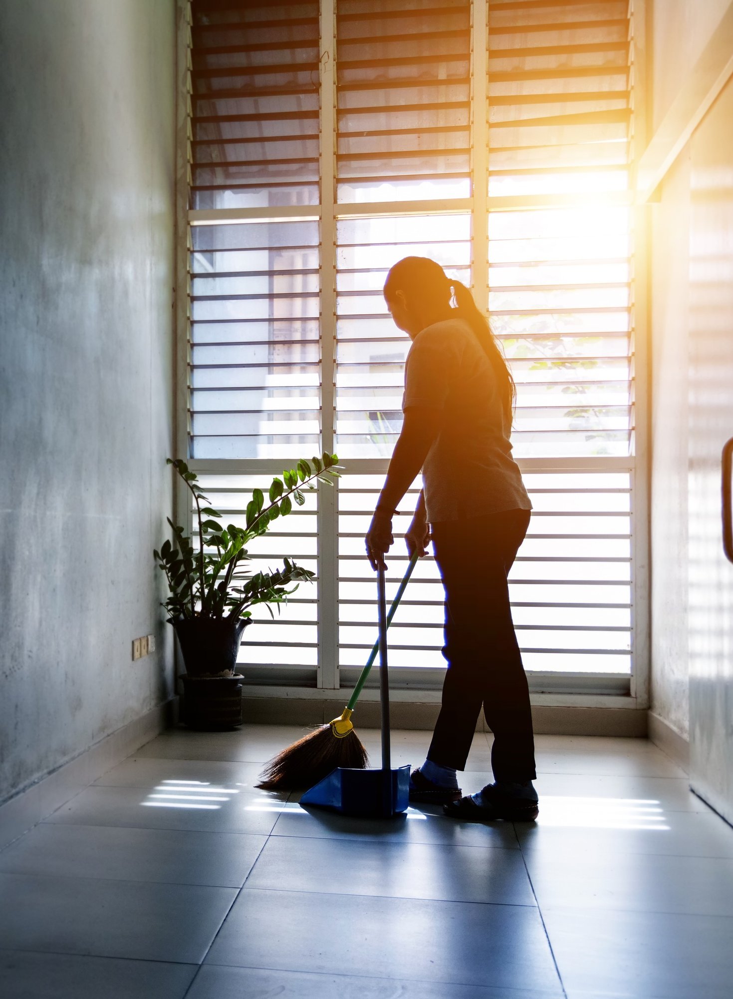 woman cleaning floor